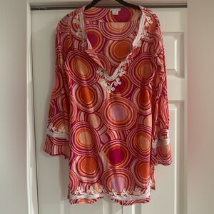 Debbie Katz Vibrant Pink and Orange Women's Beach Cover Up